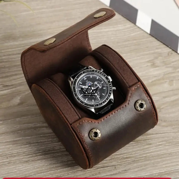 Customizable Leather Automatic Watch Travel Case - Voyageur TimeGuardian, 1 locations