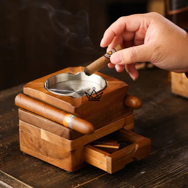 Set Cendrier Cigare - Authentica Wood - - cendrier - Cadeau, Noël, Anniversaire, Original, Fête des pères, fête des mères - Atelier Atypique