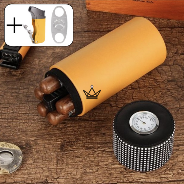ORBAL Cave à cigare Cylindre COHIBA avec briquet vargas et coupe cigare pack