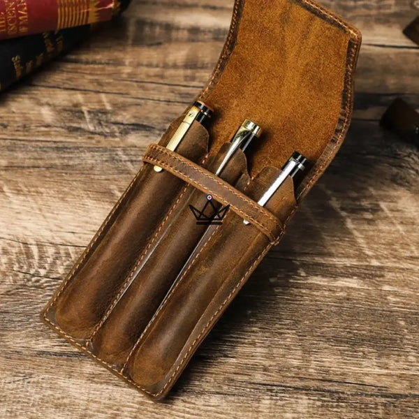 Etui en cuir de luxe pour stylo plume - Voyageur Valet (personnalisable) - - etui stylo personnalisable - Cadeau, Noël, Anniversaire, Original, Fête des pères, fête des mères - Atelier Atypique