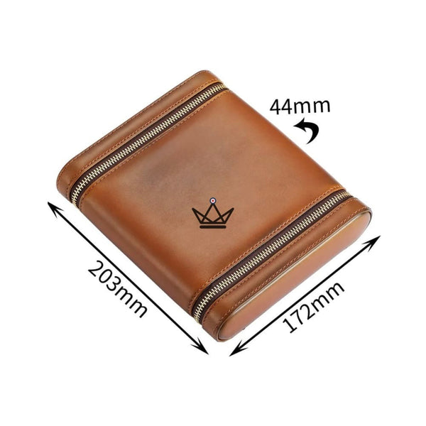ZIPY cigar case — vintage leather 6 cigars, integrated humidifier | cedar – 8/9