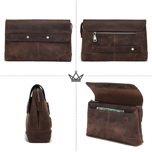 Personalizable leather iPad mini organizer sleeve with hand strap — Voyageur MANUSCRIT – 5/10