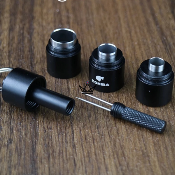 Poinçon à Cigare - Cohiba CAPONE noir métal original luxe cadeau homme anniversaire fete des peres noir argent coupe cigare percer luxe