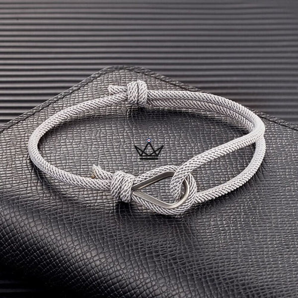 Silver-tone teardrop bracelet with adjustable cord — NEXUS, 1 bracelet / Grey