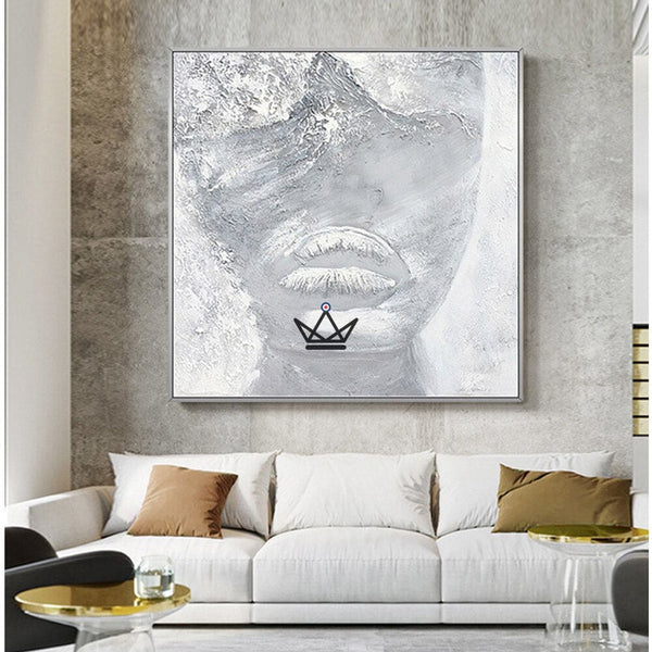 Peinture à l'huile sur toile XXL - Blanc Évocateur - - toile - Cadeau, Noël, Anniversaire, Original - Atelier Atypique