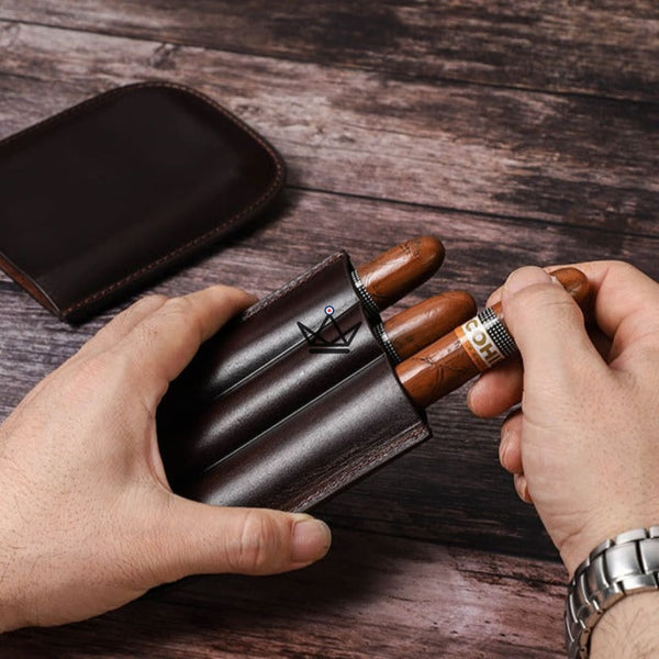 Etui à cigares en cuir personnalisable - Voyageur Classic - - etui cigare personnalisable - Cadeau, Noël, Anniversaire, Original - Atelier Atypique