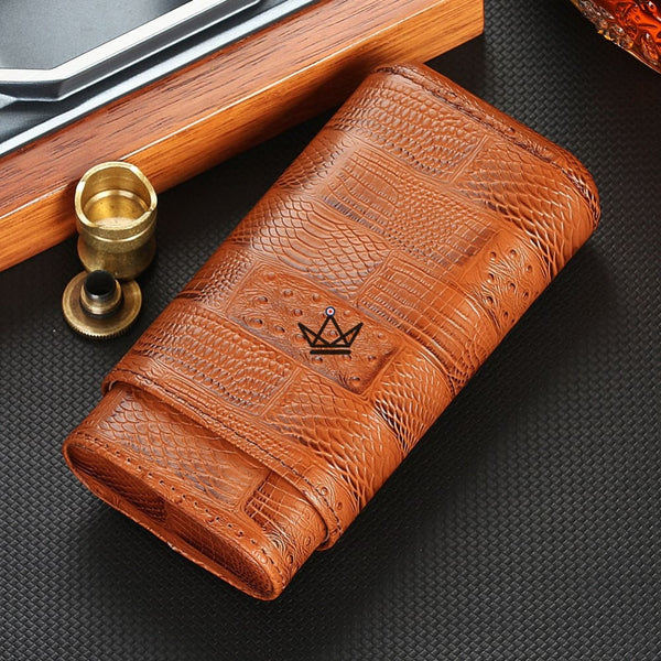 Etui 3 cigare en cuir - Krodilos - - etui cigare - Cadeau, Noël, Anniversaire, Original - Atelier Atypique
