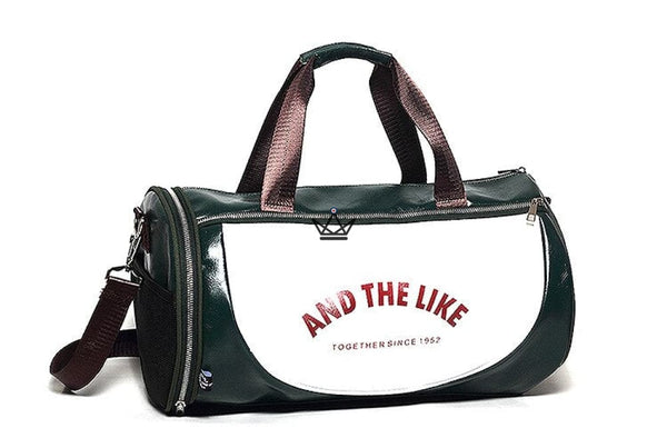 Sac de sport vintage classique rétro cuir vert blanc