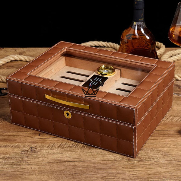 Cave à Cigares - NORTON cuir luxe cadeau anniversaire homme fete des peres marron