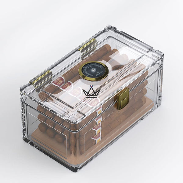 Cave à Cigare - CRYSTAL WOOD luxe acrylique original transparente remplie