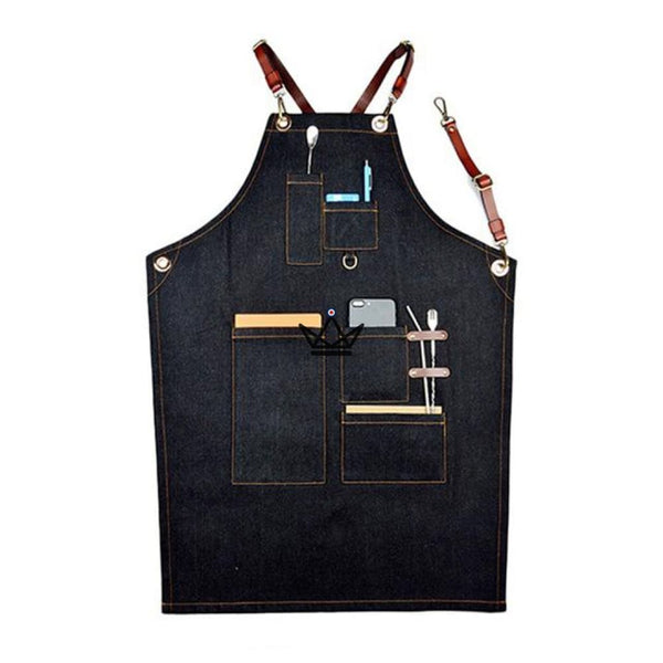 Canvas barista apron with leather straps — KHEFI, LOOPS
