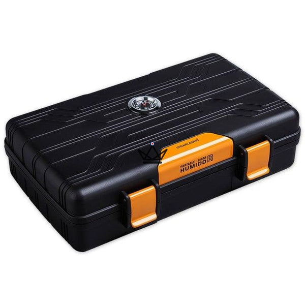 Cave à cigare de voyage - RICK 21 voyage solide orange hygrometre