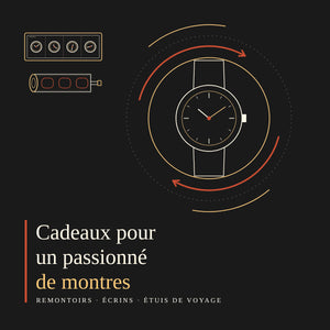 Couverture : remontoir de montre automatique, écrin et étui de voyage en cuir, idées cadeaux pour passionné de montres
