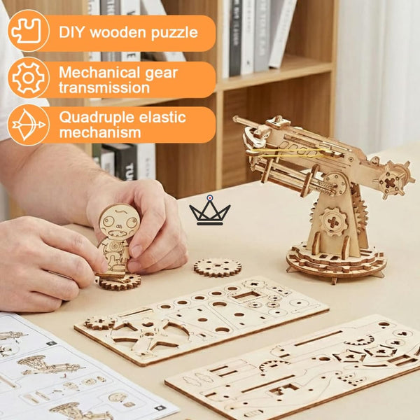 Medieval ballista 3D wooden puzzle with figurine and projectiles - VELITE