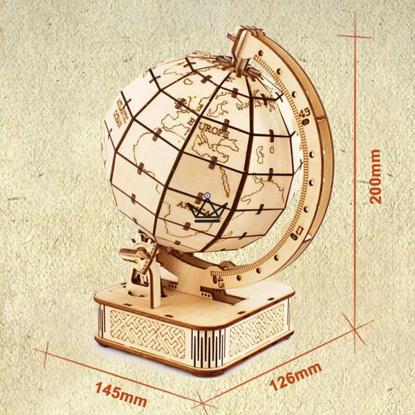 Puzzle 3D en bois globe terrestre sur socle à construire - MÉRIDIEN
