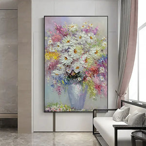 Peinture à l'huile sur toile XXL - Éclat Floral -  - toile - Cadeau, Noël, Anniversaire, Original, Fête des pères, fête des mères - Atelier Atypique