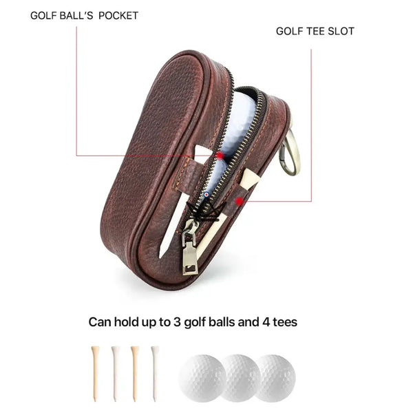 Customizable Leather Golf Ball Case – Links Traveler | 3 Balls, 4 Tees