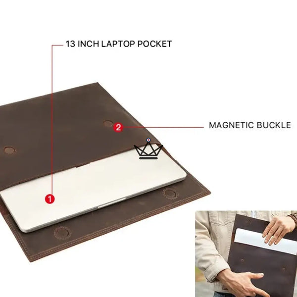 Customizable Leather Macbook Sleeve 13"-14" - MISSIVE Traveler