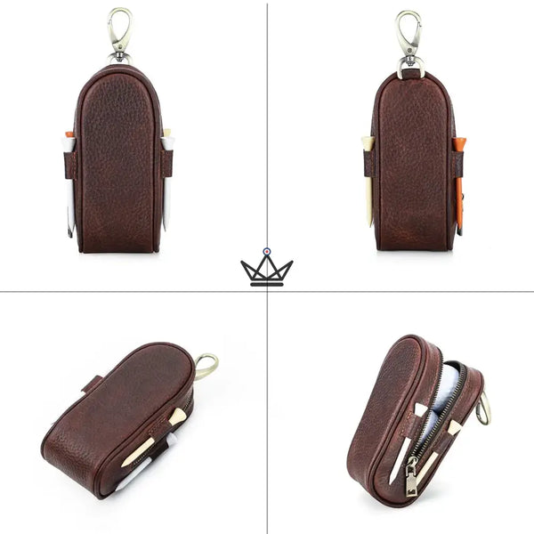 Customizable Leather Golf Ball Case – Links Traveler | 3 Balls, 4 Tees