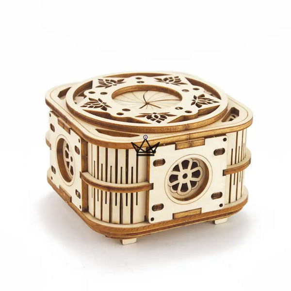Puzzle 3D en bois boîte à musique ajourée motifs floraux - FLORALIE