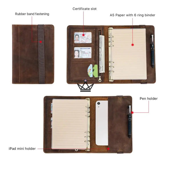 Organiseur A5 en Cuir personnalisable  — VOYAGEUR Galenda