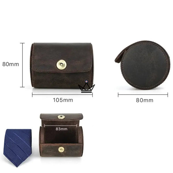Personalizable leather tie case, 1 or 2 ties — ASCOT Traveler – 10/15