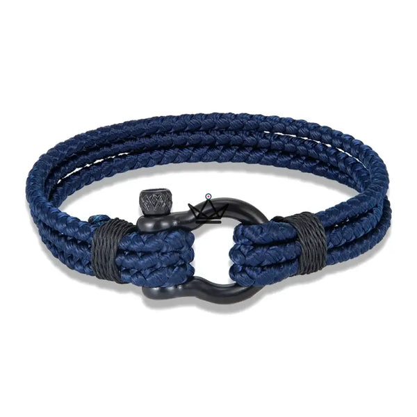 Bracelet cordage tressé à manille marine en acier noir - BOSCO - ["maj-desc","maj-filtre"] - bracelet - Cadeau, Noël, Anniversaire, Original, Fête des pères, fête des mères - Atelier Atypique