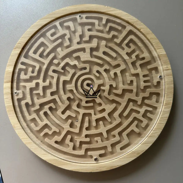 Bamboo marble labyrinth, double-sided round skill game — MEANDER