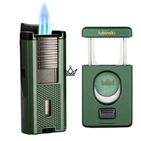 Deluxe Torch Lighter &amp; Cigar Cutter Pack - Praetor King