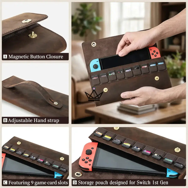 Customizable Leather Case Nintendo Switch 1st & 2nd Generation — VOYAGEUR Mario