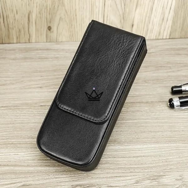 CONTACTS FAMILY Genuine Leather 3 Slots Pen Case With Removable Pen Tray Holder Pencil Case Men Woman Girls Office School Pouch - ["maj-filtre"] -  - Cadeau, Noël, Anniversaire, Original, Fête des pères, fête des mères - Atelier Atypique