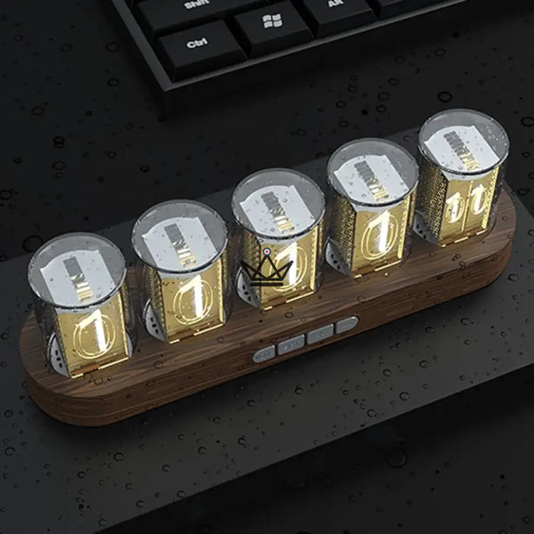 RGB Nixie-style clear tube clock, oval base - CHROMA