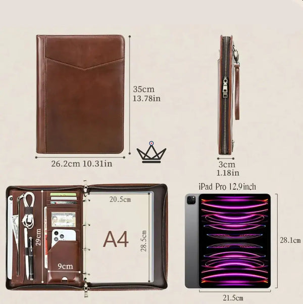 Customizable A4 Leather Folio — iPad Pro & Organizer — VOYAGEUR PadFolio
