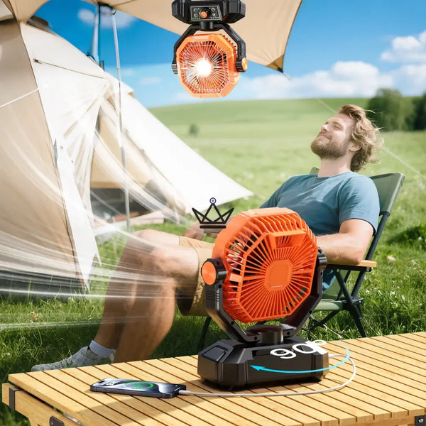 NOELY Portable Battery Fan — 20,000 mAh, LED & Power Bank