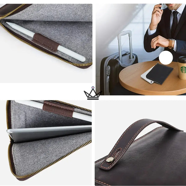 Pochette zippée cuir personnalisable pour iPad mini à dragonne - Voyageur OPUS - ["Divers personnalisable","maj-desc","maj-filtre","Maroquinerie Personnalisable"] - etui personnalisable - Cadeau, Noël, Anniversaire, Original, Fête des pères, fête des mères - Atelier Atypique