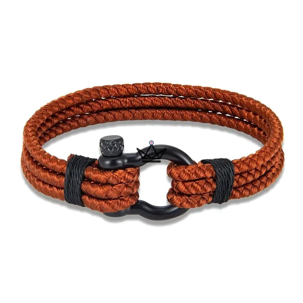 Bracelet cordage tressé à manille marine en acier noir - BOSCO - ["maj-desc","maj-filtre"] - bracelet - Cadeau, Noël, Anniversaire, Original, Fête des pères, fête des mères - Atelier Atypique
