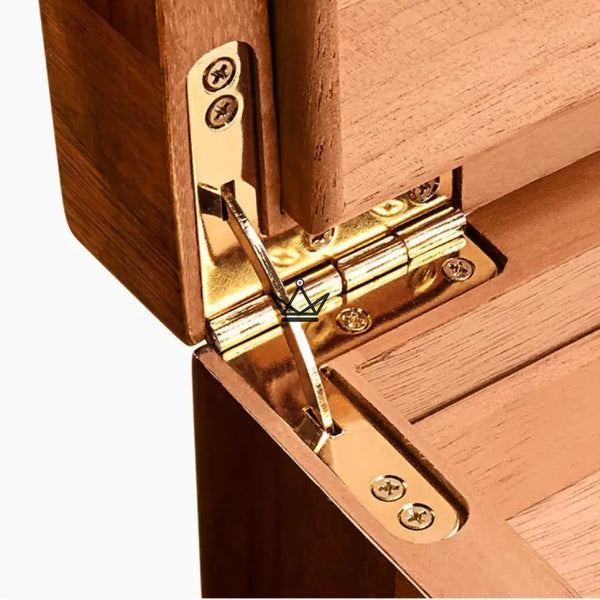 Aura Cedar Humidor — rosewood & abalone, 100 cigars, adjustable cedar dividers, gold lock