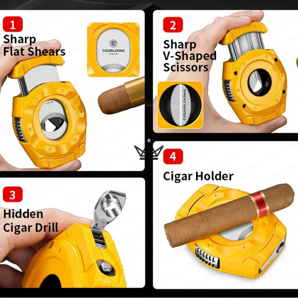 4-in-1 Stainless Steel Cigar Cutter - CALIBRIUM