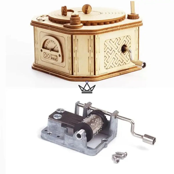 Puzzle 3D en bois gramophone boîte à musique à manivelle - SÉRÉNADE