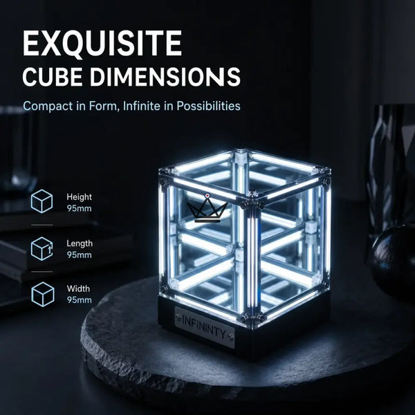 Rechargeable LED hypercube lamp with infinity mirror effect - QUANTA