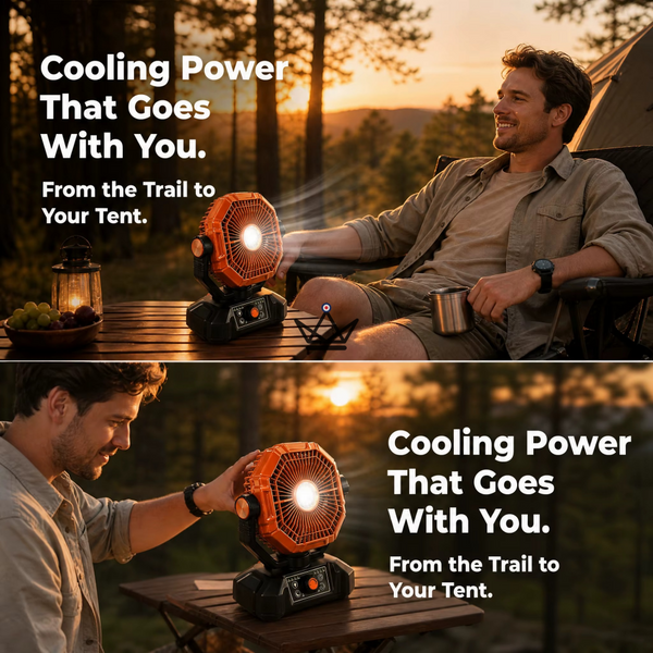 NOELY Portable Battery Fan — 20,000 mAh, LED & Power Bank