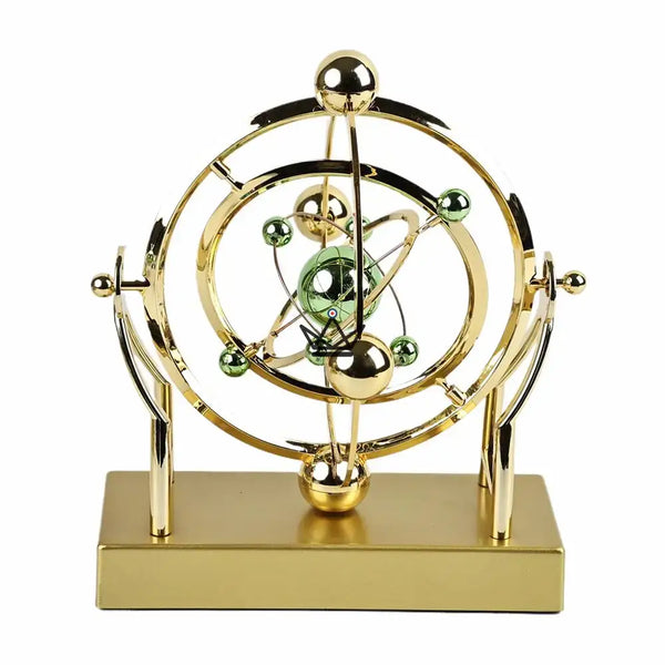 Golden celestial orbit kinetic desk sculpture - ASTRALIS
