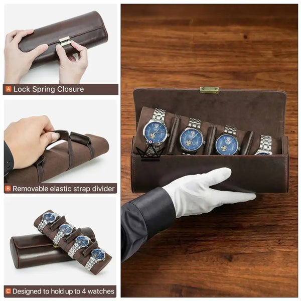 Customizable Leather Travel Watch Case for 1 to 4 Watches - CAPSULE Traveler