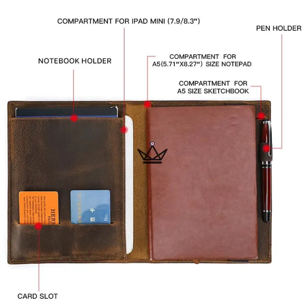 Customizable Leather Document Holder - A5 / B5 Tablet & Notebook - VOYAGEUR Folio