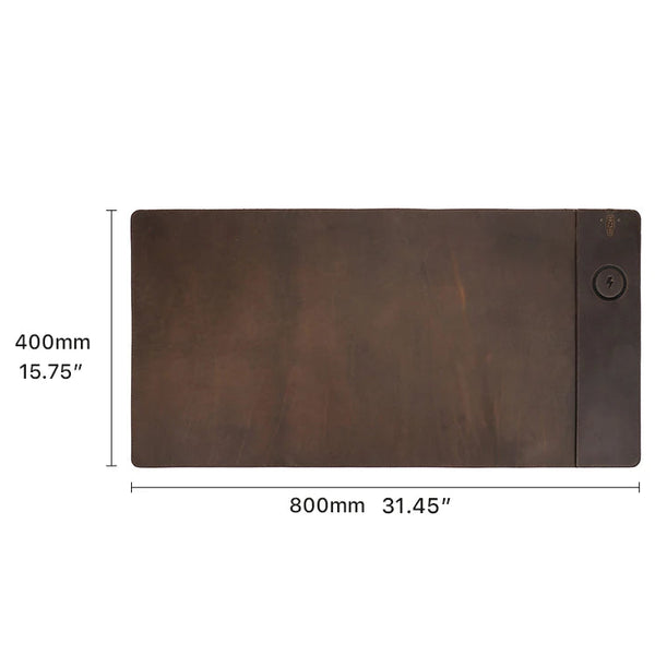 Customizable XXL Leather Mouse Pad with Wireless Charger - Magellan Traveler