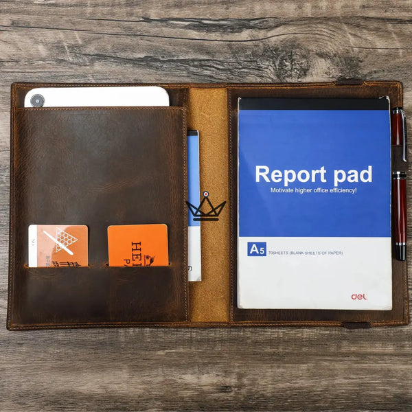 Customizable Leather Document Holder - A5 / B5 Tablet & Notebook - VOYAGEUR Folio