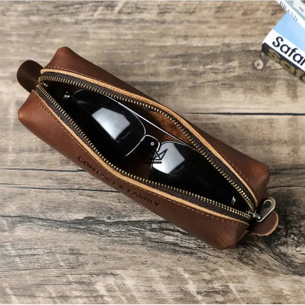 Customizable Leather Pouch - Pens & Glasses - Orion Traveler