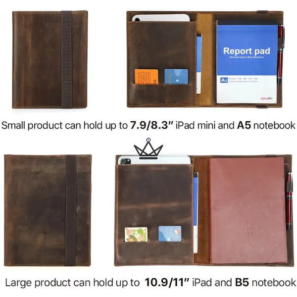 Customizable Leather Document Holder - A5 / B5 Tablet & Notebook - VOYAGEUR Folio
