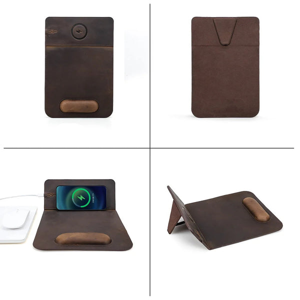 Customizable Leather Mousepad with Wireless Charger - Magellan Traveler