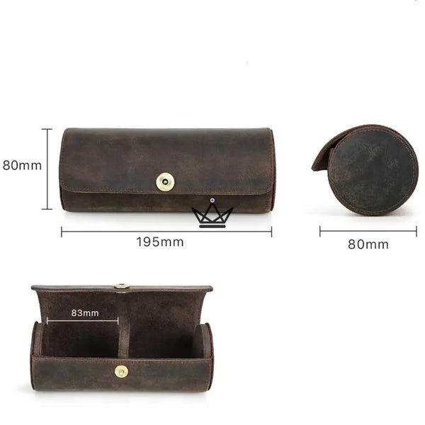 Personalizable leather tie case, 1 or 2 ties — ASCOT Traveler – 9/15